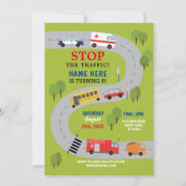 救急車の警察を運転する交通道は車をトラックで運びます 招待状 (正面)