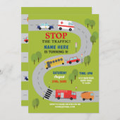 救急車の警察を運転する交通道は車をトラックで運びます 招待状 (正面/裏面)