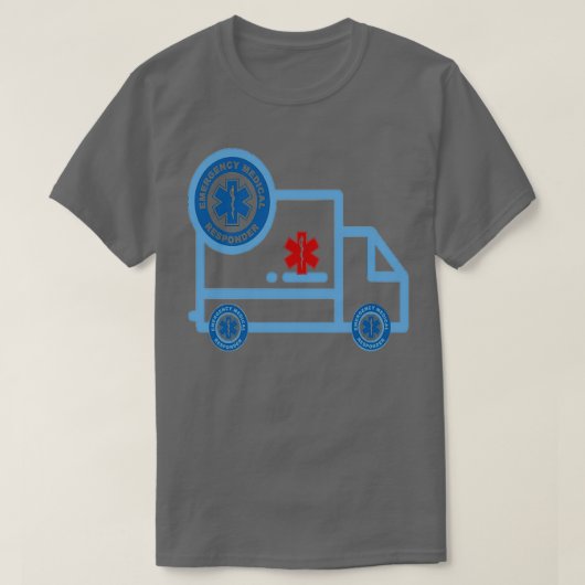 救急車は救急医療サービスを希望する Tシャツ (デザイン正面)