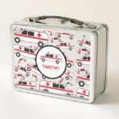 救急車型名前をカスタムする学校 メタルランチボックス (裏面)