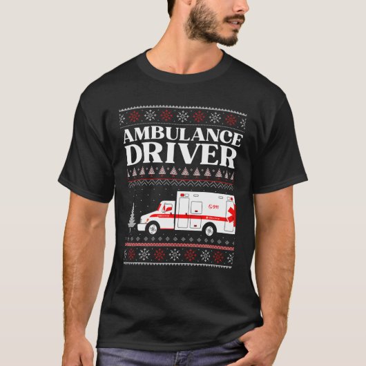 救急車運転士アグリークリスマスEMS EMT救急医療隊員 Tシャツ (正面)