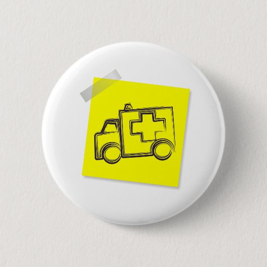 救急車 缶バッジ (正面)