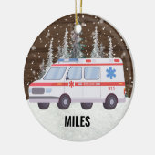 救急車EMT救急医療隊員クリスマス セラミックオーナメント (左)