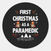 救急隊員として過ごす初めてのクリスマス 面白いホリデー メンズ ラウンドシール (正面)