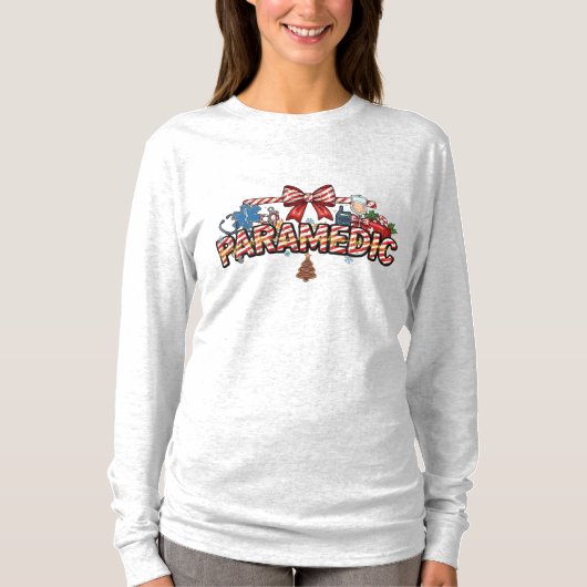 救急隊員クリスマス長袖 Tシャツ (正面)