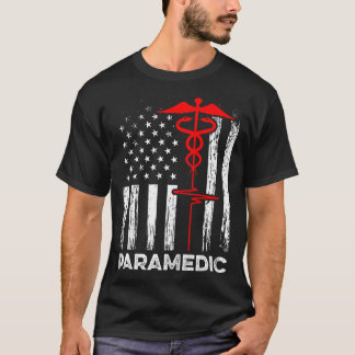 救急隊員 アメリカ国旗 医師 救急車 看護師 緊急 Tシャツ