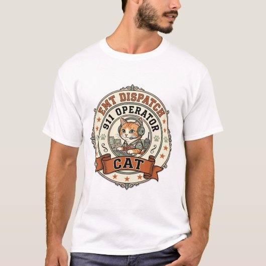 救急隊派遣911オペレーター猫救急隊派遣911オペ Tシャツ (正面)