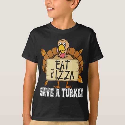 救感謝していトルコ食べのピザ – おもしろい Pizza Lover Tシャツ (正面)