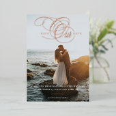 救日の台本の写真フォーマル日付の保存 箔招待状 (立ち正面)