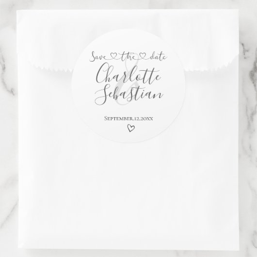 救日の手書きハートパーソナライズされた ラウンドシール (バッグ)