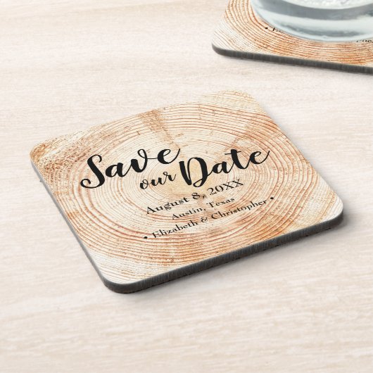 救日の木結婚粒の素朴カスタム コースター (左側)