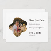 救日付けのおもしろいシンプル写真よくはしゃぐの結婚写真 案内状 (正面/裏面)