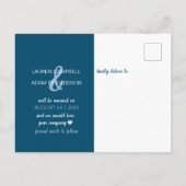 救日付の青と白結婚の 案内ポストカード (裏面)