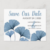 救日付の青と白結婚の 案内ポストカード (正面)