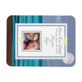 救日月のティール(緑がかった色)海ビーチ結婚式 マグネット (横)