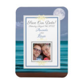 救日月のティール(緑がかった色)海ビーチ結婚式 マグネット (縦)