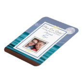 救日月のティール(緑がかった色)海ビーチ結婚式 マグネット (左側)