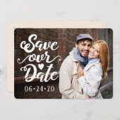 救日結婚の |手書きスクリプトハート 招待状 (正面/裏面)