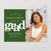 救日緑卒業写真はっきりしたタイポグラフィ インビテーションポストカード (正面)