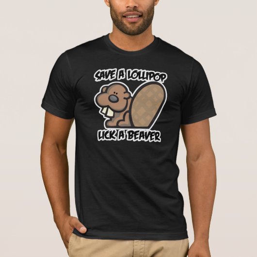 救棒つきキャンデーがビーバーを舐める Tシャツ (正面)