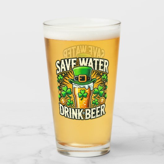 救水おもしろい飲みビール聖パトリックの日 タンブラーグラス (ドリンク正面)