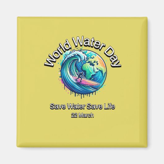 救水救命。世界水デー。 マグネット (正面)