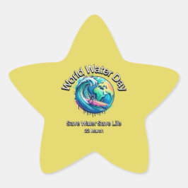 救水救命。世界水デー。 星シール