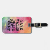 救水飲料ワインの水色おもしろい ラゲッジタグ (正面横)