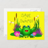 救沼のカエル黄色 ポストカード (正面/裏面)