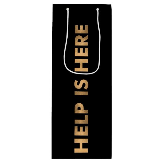 救済ここの文字は金フェイク箔で黒 ワインギフトバッグ (正面)