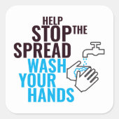 救済ストップ手洗いシールへ スクエアシール (正面)