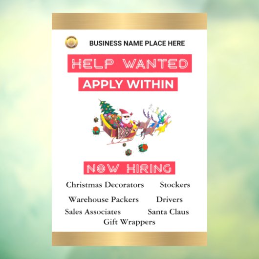 救済募集のクリスマスの休日カスタム ウィンドウサイン (シート3)