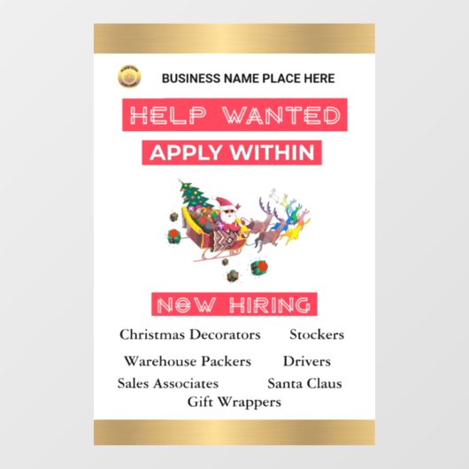 救済募集のクリスマスの休日カスタム ウィンドウサイン (シート)