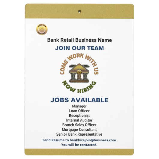 救済募集の従業員のロゴのカスタム採用 クリップボード (裏面)