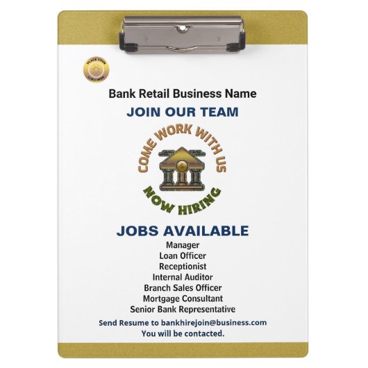 救済募集の従業員のロゴのカスタム採用 クリップボード (正面)