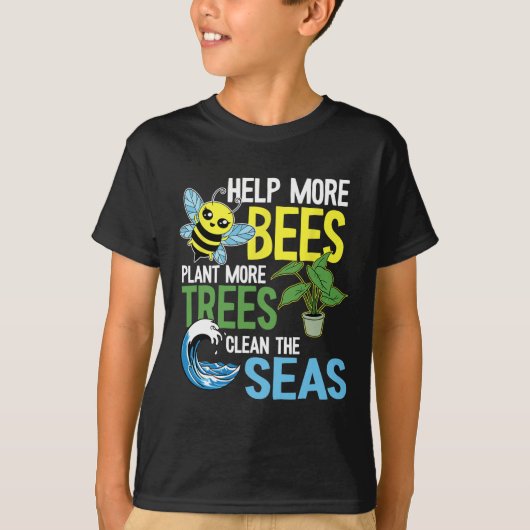 救済多くのミツバチが植物より多くの木が海の耳を掃除 Tシャツ (正面)