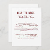 救済書嫁が誓ったブライダルシャワーゲーム ノートカード (正面/裏面)