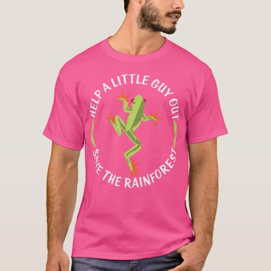 救済木の外の小さな男が雨の救中の Tシャツ (正面)