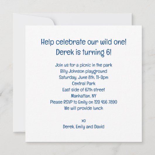 救済祝の野生のオオカミ誕生日 招待状 (裏面)