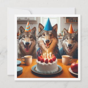 救済祝の野生のオオカミ誕生日 招待状