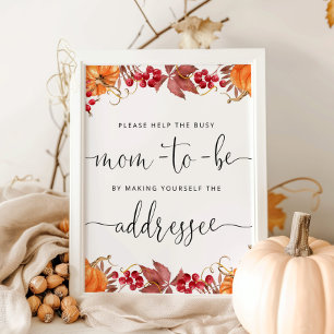 救済秋忙しMom-to-Be Address an Envelope P ポスター