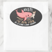 救済食べはピンクランドサメに生まれた 楕円形シール (バッグ)