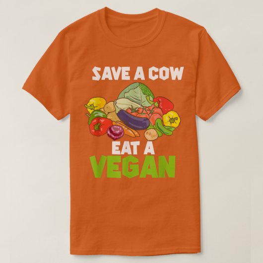 救牛のビーガンおもしろい Tシャツ (デザイン正面)