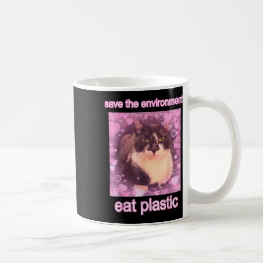 救環境食べ可愛いおもしろい猫 コーヒーマグカップ (右)