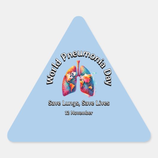 救肺救だ。世界肺炎の日。 三角形シール (正面)