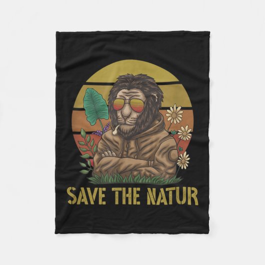 救自然救自然ラオン環境 フリースブランケット (正面)