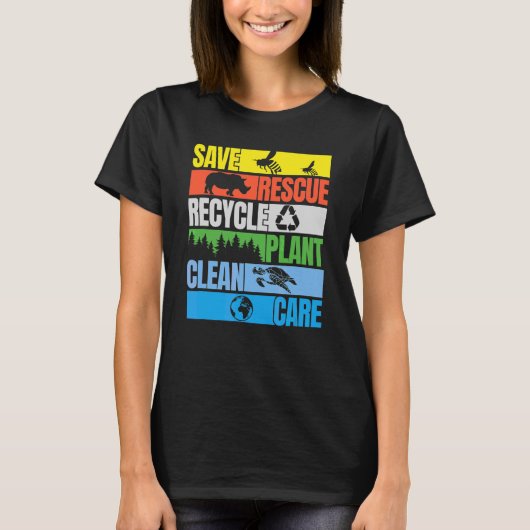 救蜂が清浄な海の地球の日 Tシャツ (正面)