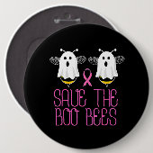 救蜂は乳がんハロウィーン 缶バッジ (正面&裏面)