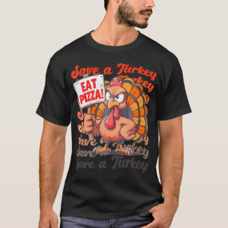 救食べトルコのピザオおもしろいム秋の感謝祭 Tシャツ