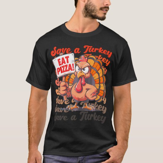 救食べトルコのピザオおもしろいム秋の感謝祭 Tシャツ (正面)